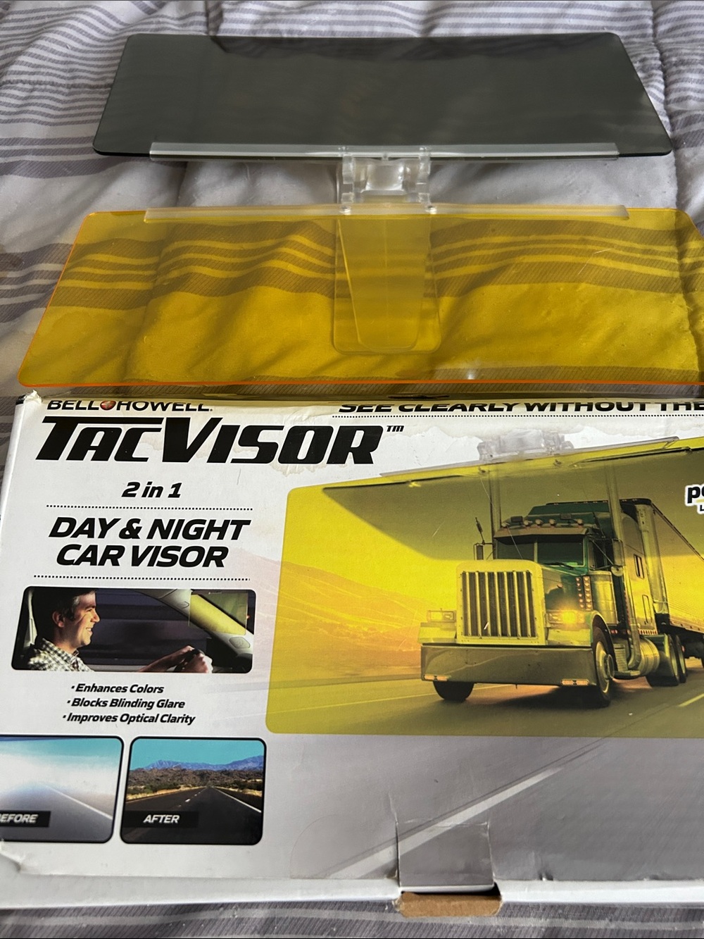 TacVisor 2-in-1 Day & Night Car Visor - Yellow & Smoked